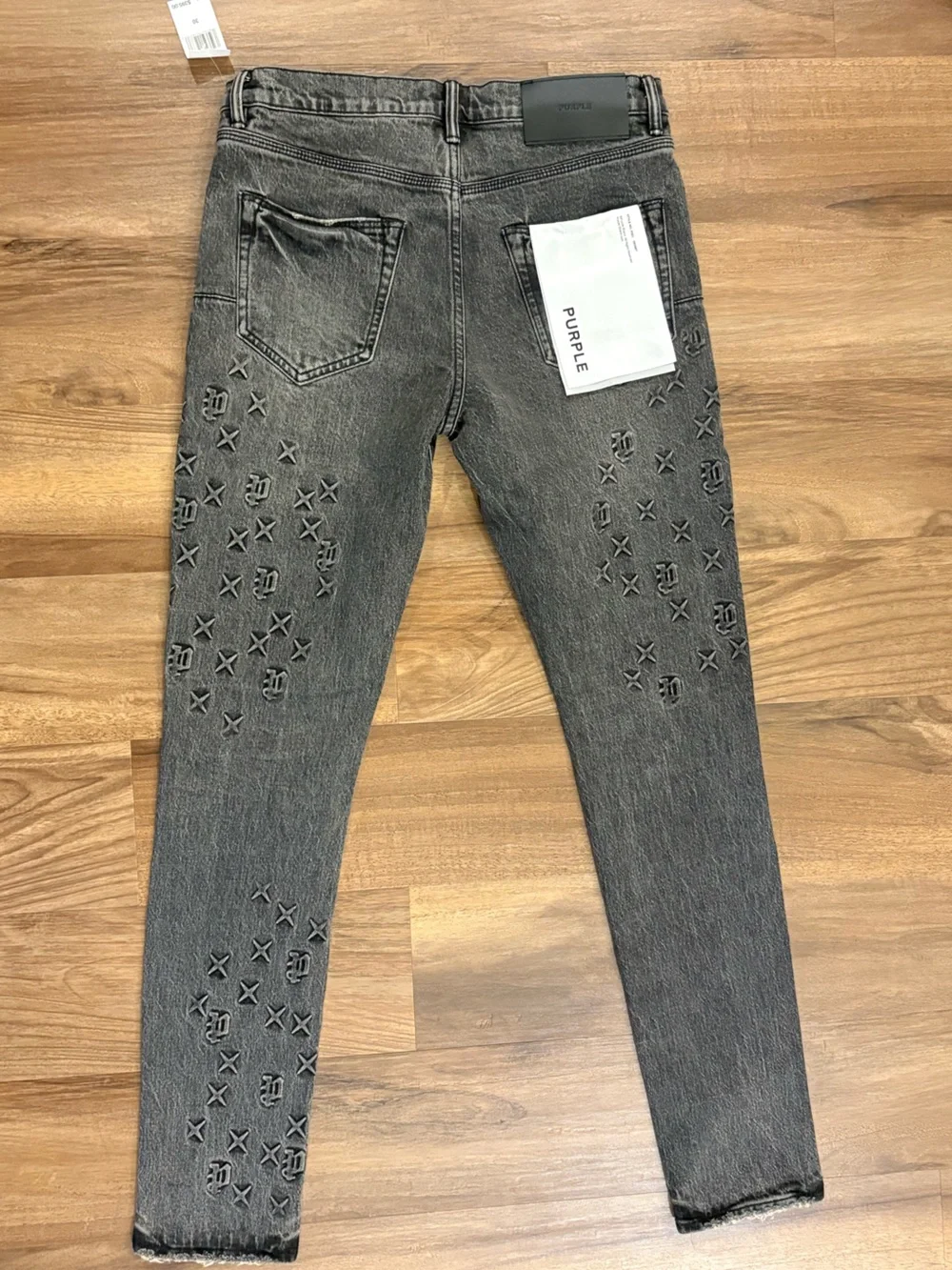 Purple Brand Charcoal Gray Embroidered Skinny Jeans - Men